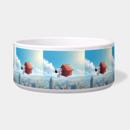 Dromerige Beagle Drijvende Stad Stripverhaal Illus Voerbakje