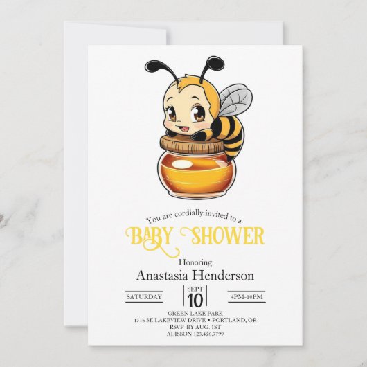 Dromerige Bee Baby shower Kaart (Voorkant)