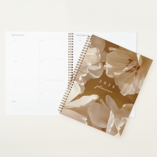 Dromerige beige / bruine bloemmotief planner (Display)