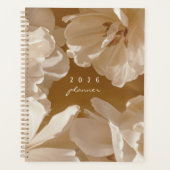 Dromerige beige / bruine bloemmotief planner (Voorkant)