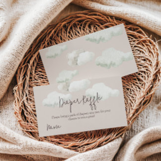 Dromerige beige hemel stuurde gender reveal luier informatiekaartje