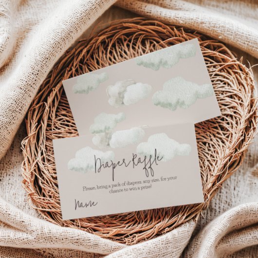 Dromerige beige hemel stuurde gender reveal luier informatiekaartje