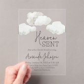 Dromerige beige hemel stuurde geslachtsonthulling acryl uitnodigingen (Insitu (Draagbaar))