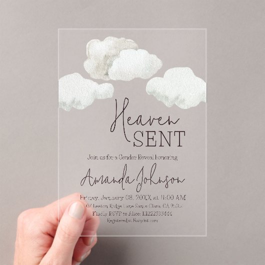 Dromerige beige hemel stuurde geslachtsonthulling acryl uitnodigingen (Insitu (Draagbaar))
