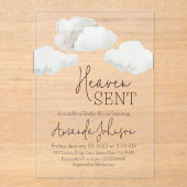 Dromerige beige hemel stuurde geslachtsonthulling acryl uitnodigingen (Voorkant)