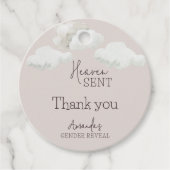 Dromerige beige neutrale hemel stuurde geslachtson bedankjes labels (Voorkant)
