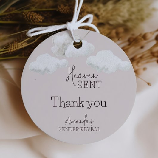 Dromerige beige neutrale hemel stuurde geslachtson bedankjes labels