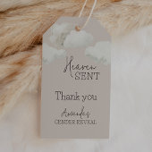 Dromerige beige neutrale hemel stuurde geslachtson cadeaulabel