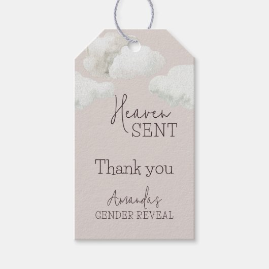 Dromerige beige neutrale hemel stuurde geslachtson cadeaulabel (Voorkant)