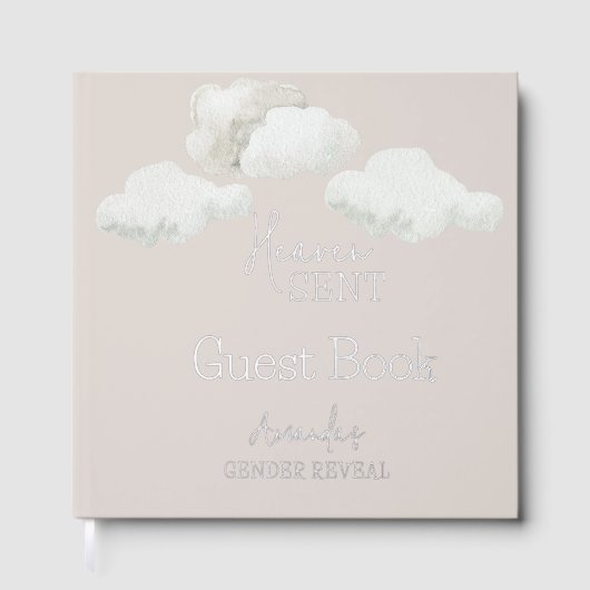 Dromerige beige neutrale hemel stuurde geslachtson gastenboek (Voorkant)