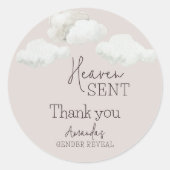 Dromerige beige neutrale hemel stuurde geslachtson ronde sticker (Voorkant)