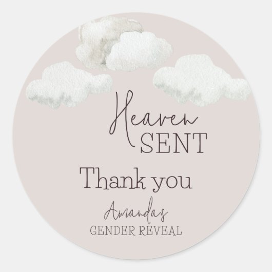Dromerige beige neutrale hemel stuurde geslachtson ronde sticker (Voorkant)