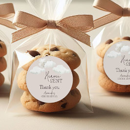 Dromerige beige neutrale hemel stuurde geslachtson ronde sticker