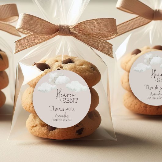 Dromerige beige neutrale hemel stuurde geslachtson ronde sticker