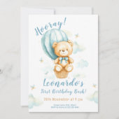 Dromerige Beren ballon 1e verjaardag Kaart (Voorkant)