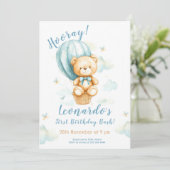 Dromerige Beren ballon 1e verjaardag Kaart (Staand voorkant)