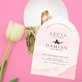 Dromerige Berg Waterverf Foto bruiloft Kaart