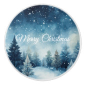 Dromerige besneeuwde waterverf winterlandschap keramische knop (Voorkant)