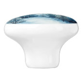 Dromerige besneeuwde waterverf winterlandschap keramische knop (Zijkant)