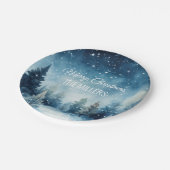 Dromerige besneeuwde waterverf winterlandschap papieren bordje (Gekanteld)