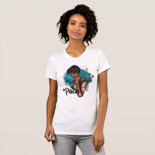 Dromerige Black Vissen Diva met ETHERISCHE Charm T-shirt (Voorkant volledig)