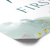 Dromerige blauwe ballon eerste verjaardag Boy Glit Poster (Hoek)