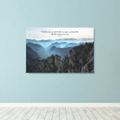 Dromerige Blauwe Bergen Psalmen 121 Quote Canvas Afdruk (Insitu (Houten vloer))