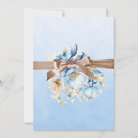 Dromerige Blauwe Bloemen en Bow Bruids Thee Kaart (Achterkant)