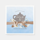 Dromerige Blauwe Bloemen en Bow Bruids Thee Servet (Voorkant)