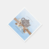 Dromerige Blauwe Bloemen en Bow Bruids Thee Servet (Hoek)