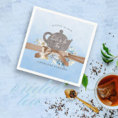 Dromerige Blauwe Bloemen en Bow Bruids Thee Servet