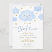 Dromerige Blauwe Cloud Nine Baby Shower Kaart (Voorkant)