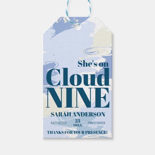 Dromerige Blauwe Cloud Nine Bruidsmeisje Chic Cadeaulabel (Voorkant)
