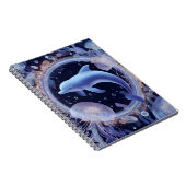 Dromerige blauwe dolfijn en kwal ring kunst notitieboek (Rechterzijde)