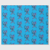 Dromerige Blauwe Draak met Vuurdetails Cadeaupapier (Vlak)