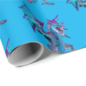 Dromerige Blauwe Draak met Vuurdetails Cadeaupapier (Rol Hoek)