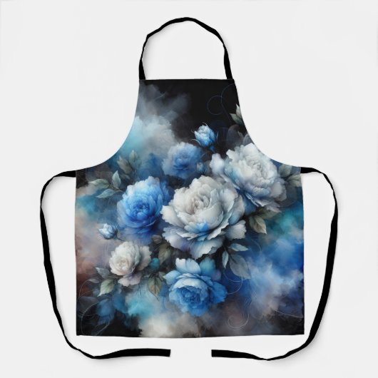 Dromerige Blauwe en Witte Rozen Schort (Voorkant)