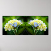 Dromerige Blauwe Hydrangea Bloemspiegel Abstract Poster (Voorkant)