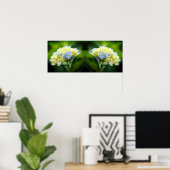 Dromerige Blauwe Hydrangea Bloemspiegel Abstract Poster (Thuiskantoor)