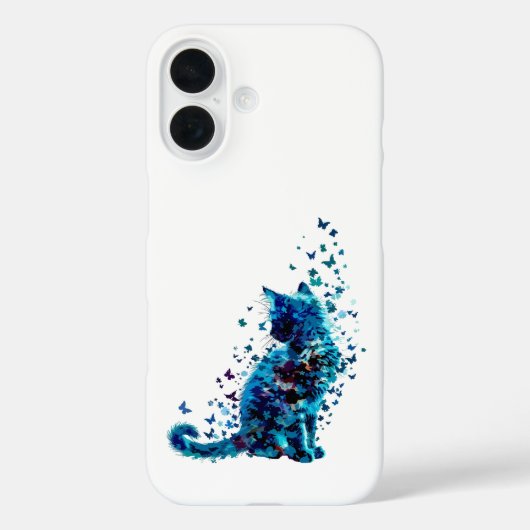 Dromerige blauwe kat – Vlinder & Bloemenkunst Case-Mate iPhone Case (Achterkant)