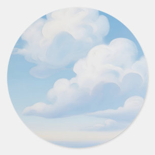 Dromerige Blauwe Lucht Wolken Ronde Sticker