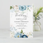 Dromerige Blauwe Marine Bloemen Alles in 1 QR Code Kaart (Staand voorkant)