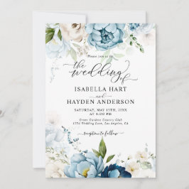 Dromerige Blauwe Marine Bloemen Alles in 1 QR Code Kaart