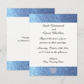 Dromerige Blauwe Nep Glitter Trouw Uitnodiging (Voorkant / Achterkant)
