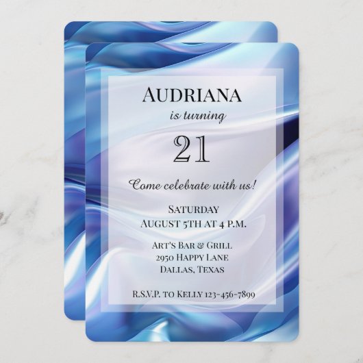  Dromerige Blauwe Paarse Verjaardag Kaart (Voorkant / Achterkant)