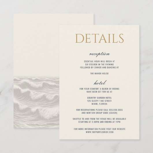 Dromerige Blauwe Palmbomen Bruiloft Informatiekaartje (Voorkant / Achterkant)