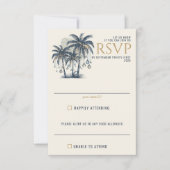 Dromerige Blauwe Palmbomen Bruiloft RSVP Kaartje (Voorkant)