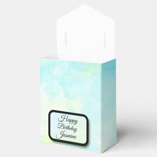 Dromerige Blauwe Pastel Elegant Gepersonaliseerd Bedankdoosjes (Geopend)