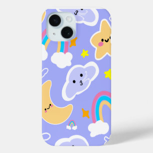 Dromerige Blauwe Regenboogwolk Patroon iPhone 15 Case