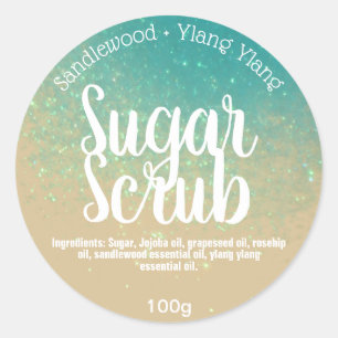 Dromerige Blauwe Strand Vonken Suiker Scrub Labels